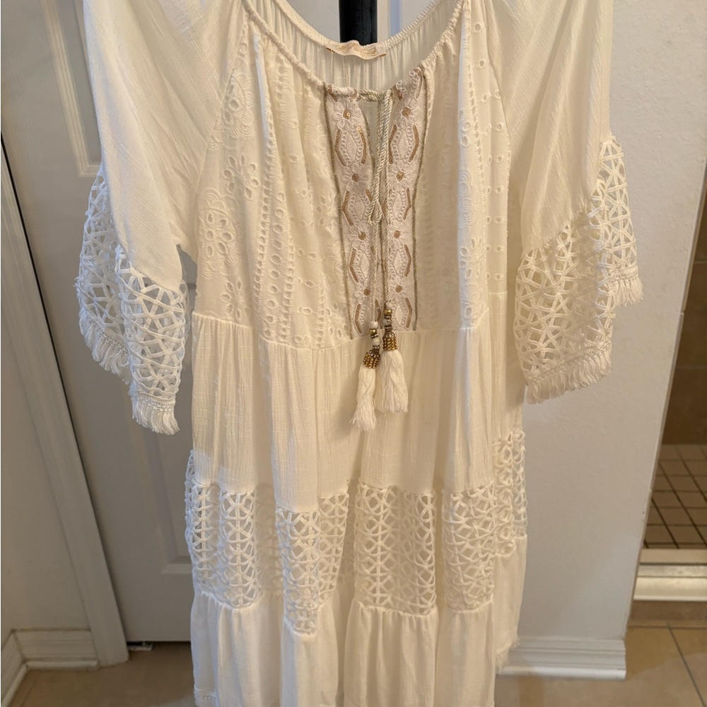 Elegant White Lace Boho Dress